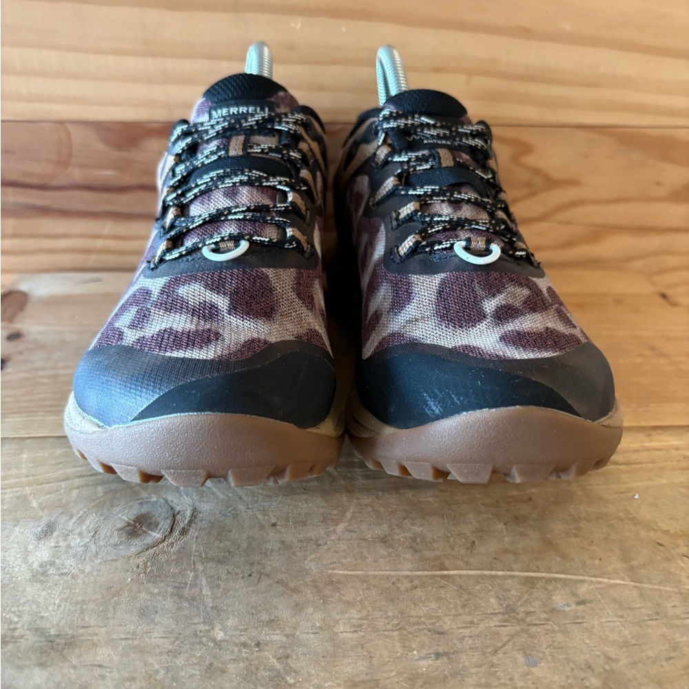 Merrell Womens Antora 3 Trail Running Shoe Size 7 Tan Brown Leopard‎ Sneaker EUC - Picture 12 of 14